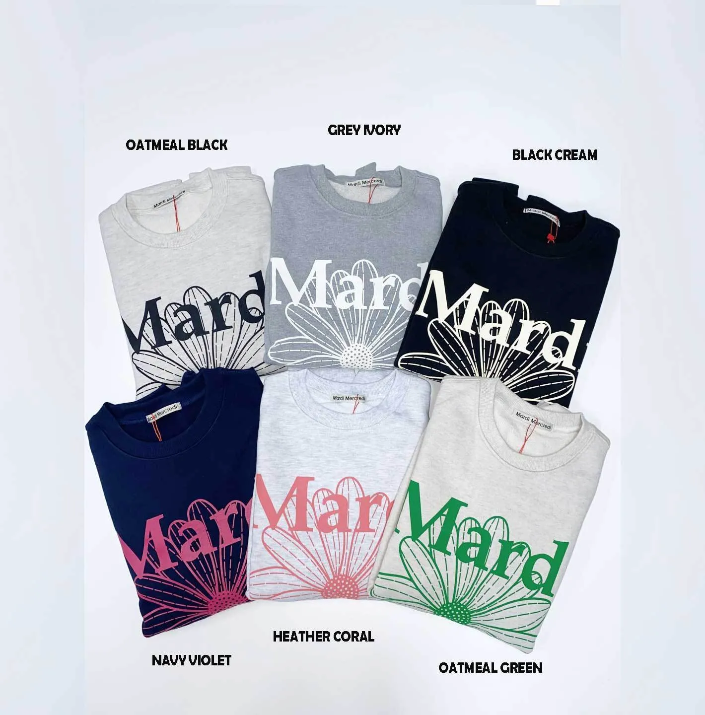 Mardi Mercredi  |Crew Neck Flower Patterns Unisex Long Sleeves Plain Cotton