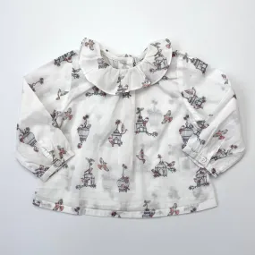 Marie-Chantal Bird Cage Print Cotton Blouse: 6 Months