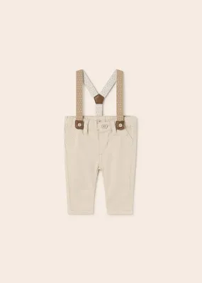 Mayoral Long trousers with suspenders for newborn boy - Beige