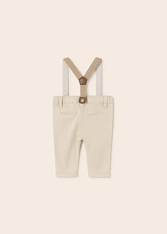 Mayoral Long trousers with suspenders for newborn boy - Beige