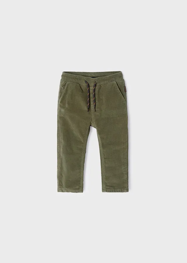 Micro-cord lined trousers for baby boy - Moss