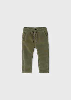 Micro-cord lined trousers for baby boy - Moss