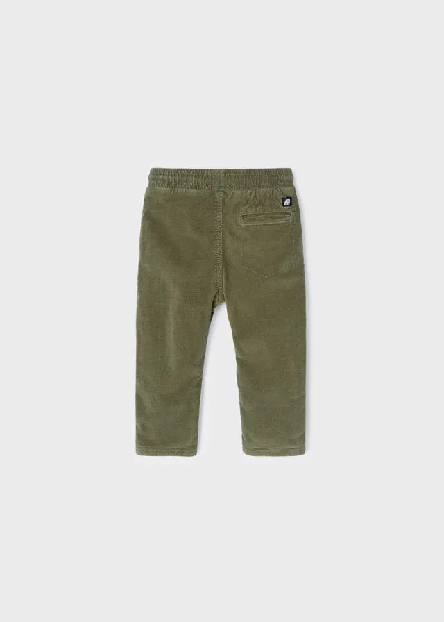 Micro-cord lined trousers for baby boy - Moss