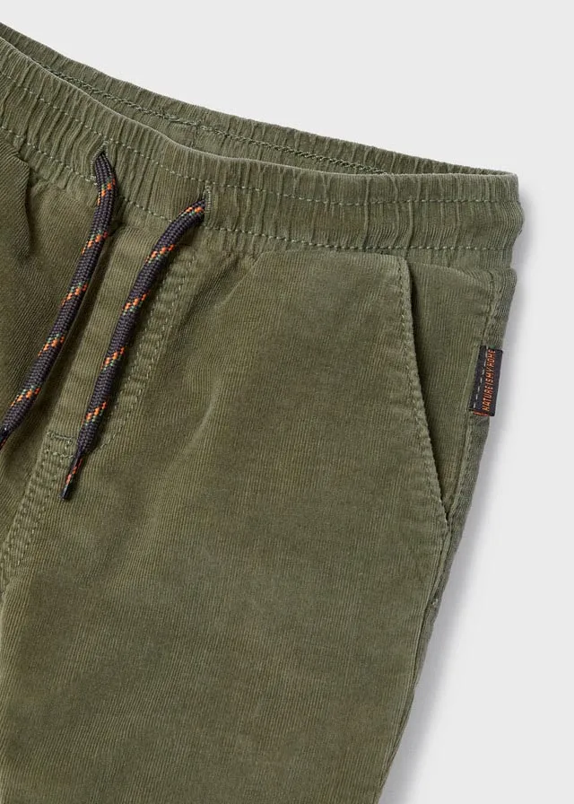 Micro-cord lined trousers for baby boy - Moss