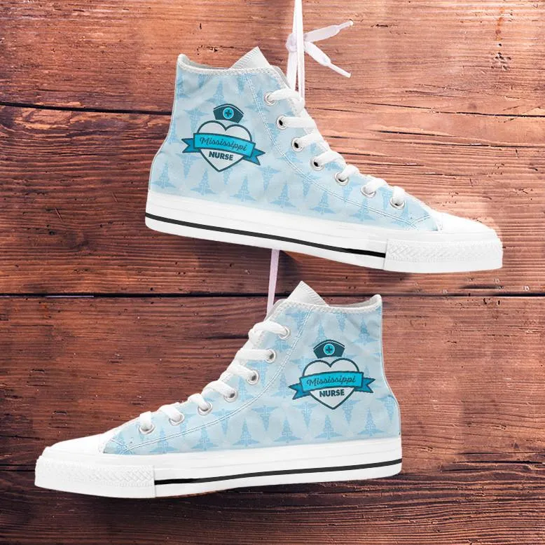 Mississippi Nurse High Top Shoes Blue