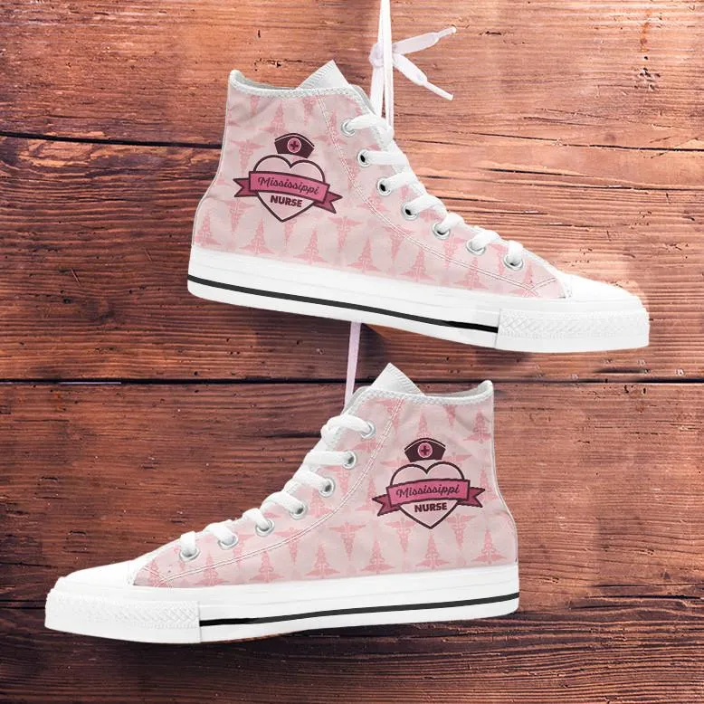 Mississippi Nurse High Top Shoes Pink