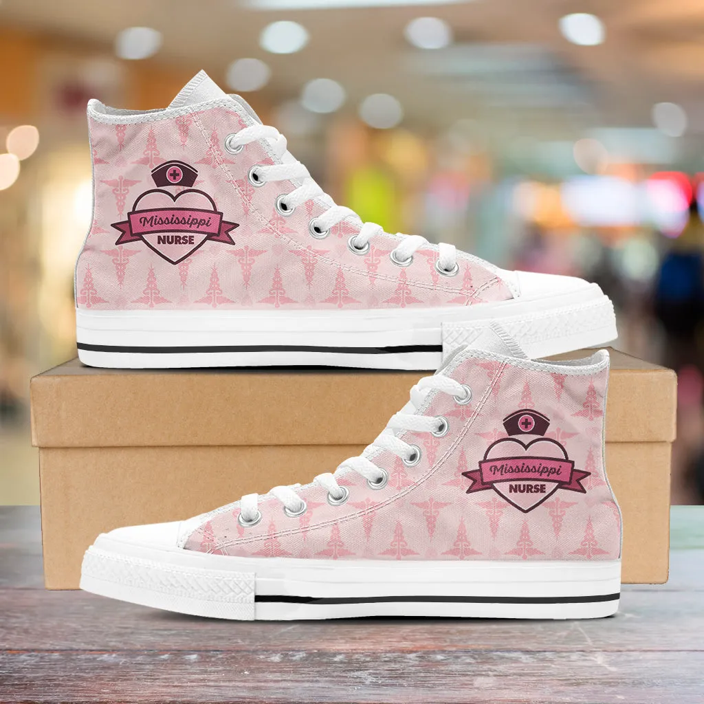 Mississippi Nurse High Top Shoes Pink