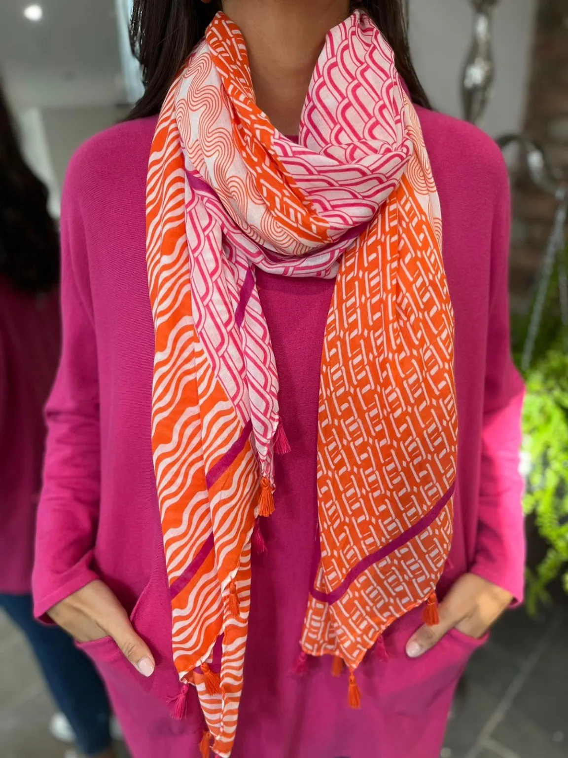 Mixed Pattern Print Scarf