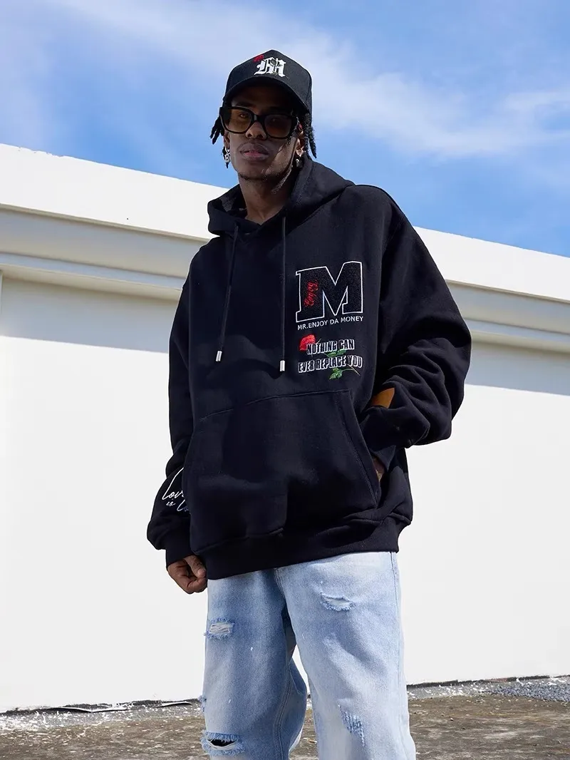 MR. ENJOY DA MONEY  |Unisex Street Style Long Sleeves Oversized Logo Hoodies