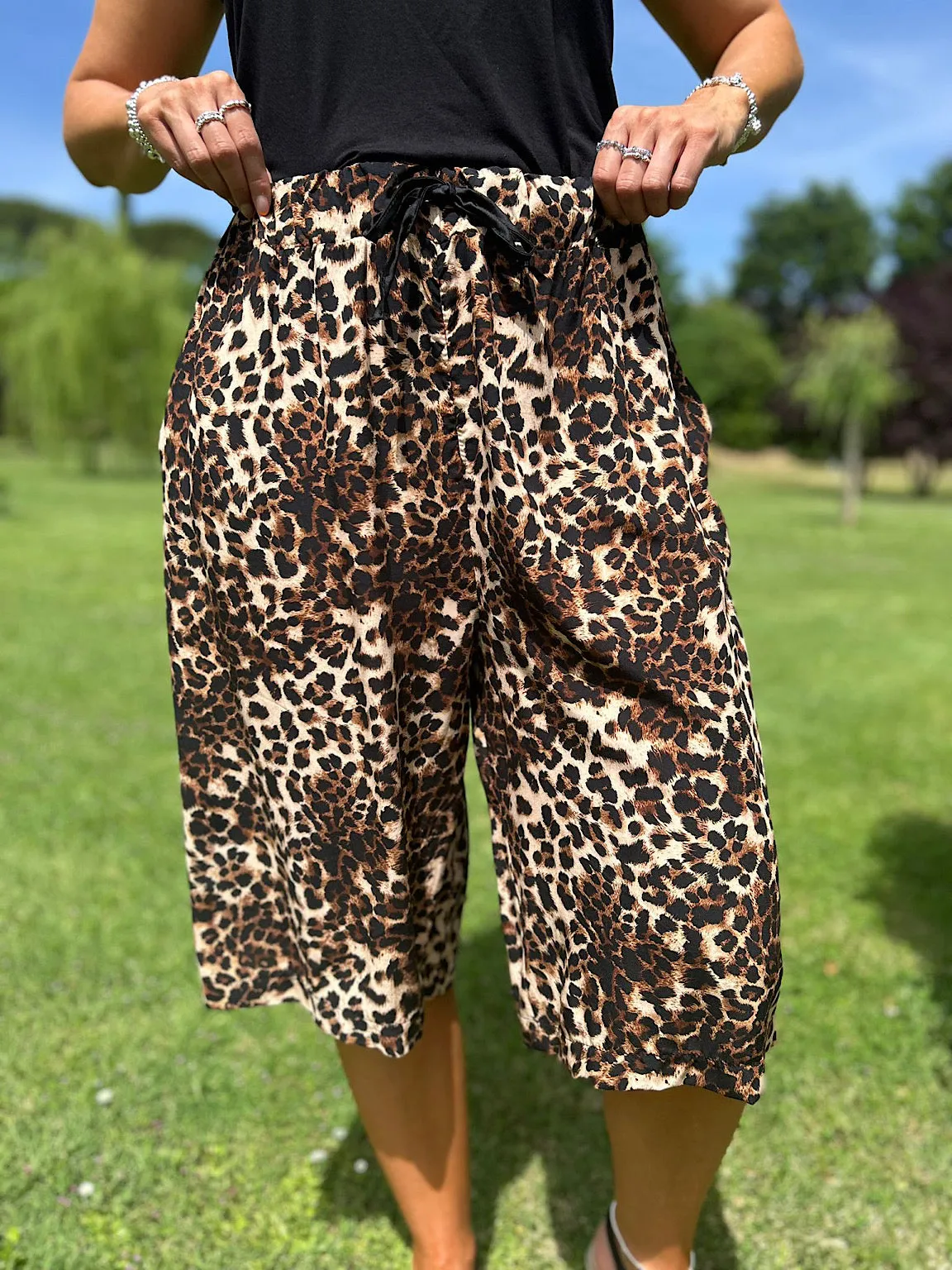 Natural Leopard Cropped Trousers