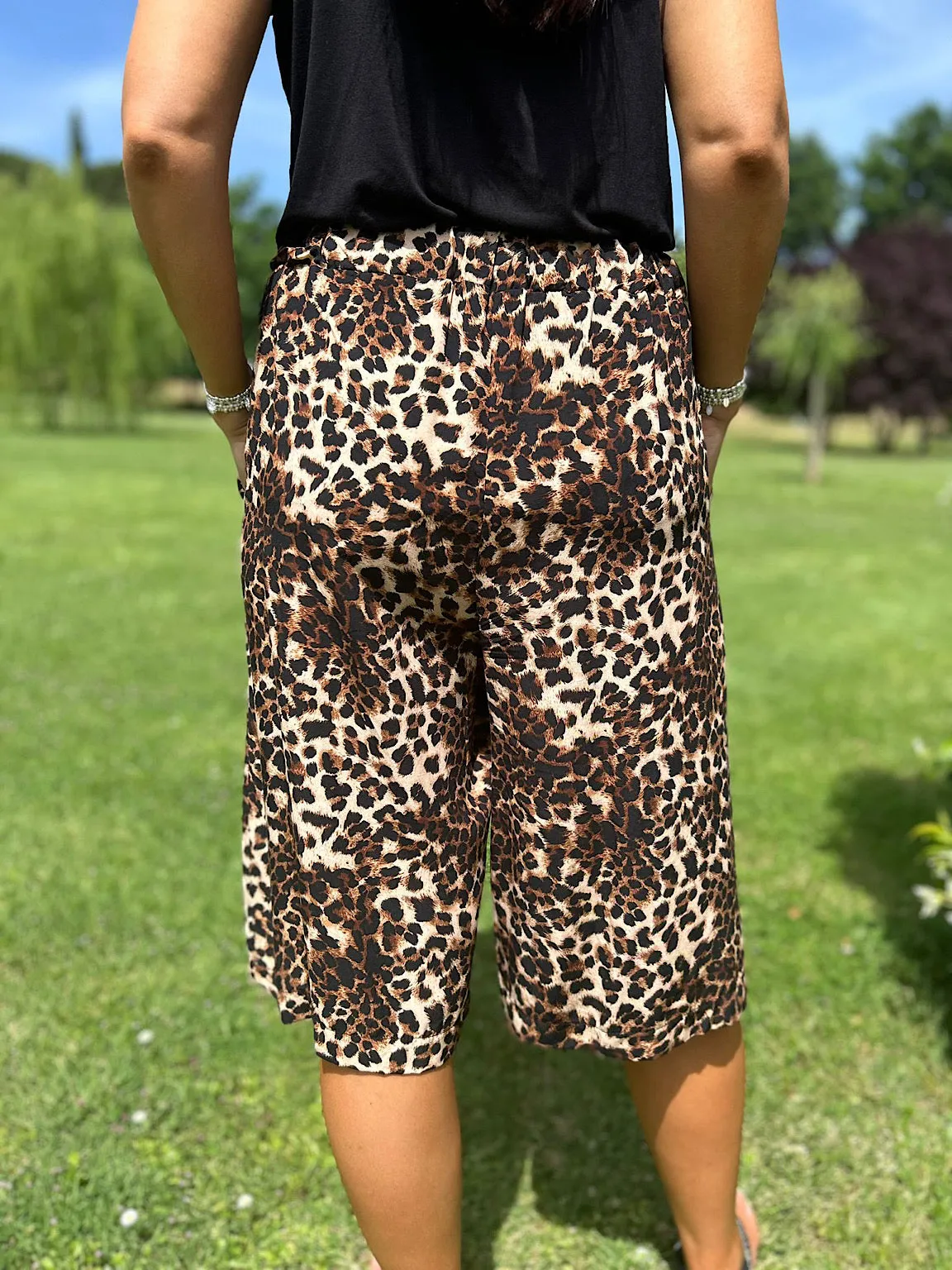 Natural Leopard Cropped Trousers