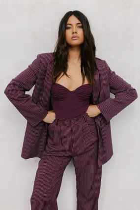 Neveah Blazer - Plum/White Pinstripe