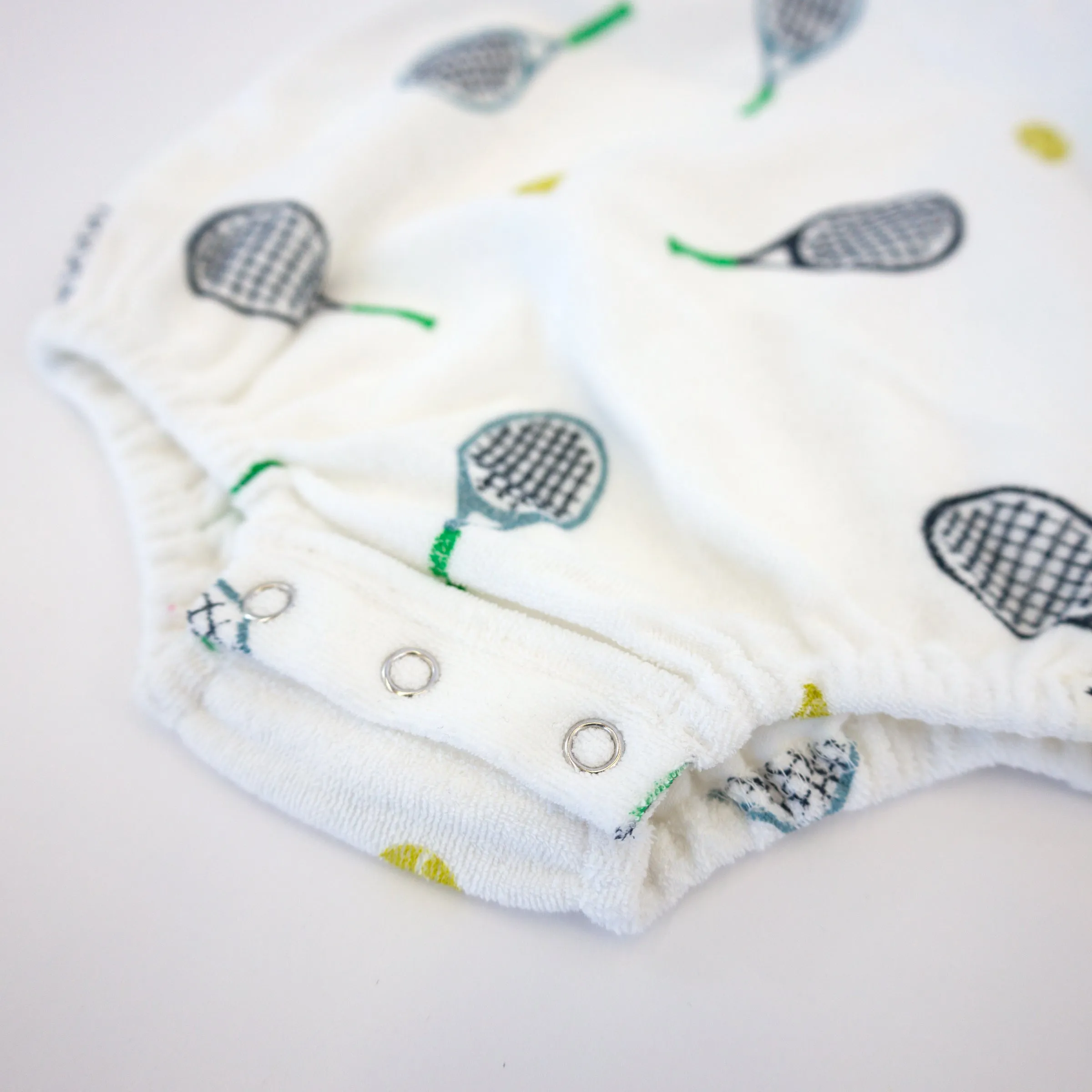 oh baby! Cotton Terry Bubble - Tennis Print - Snow