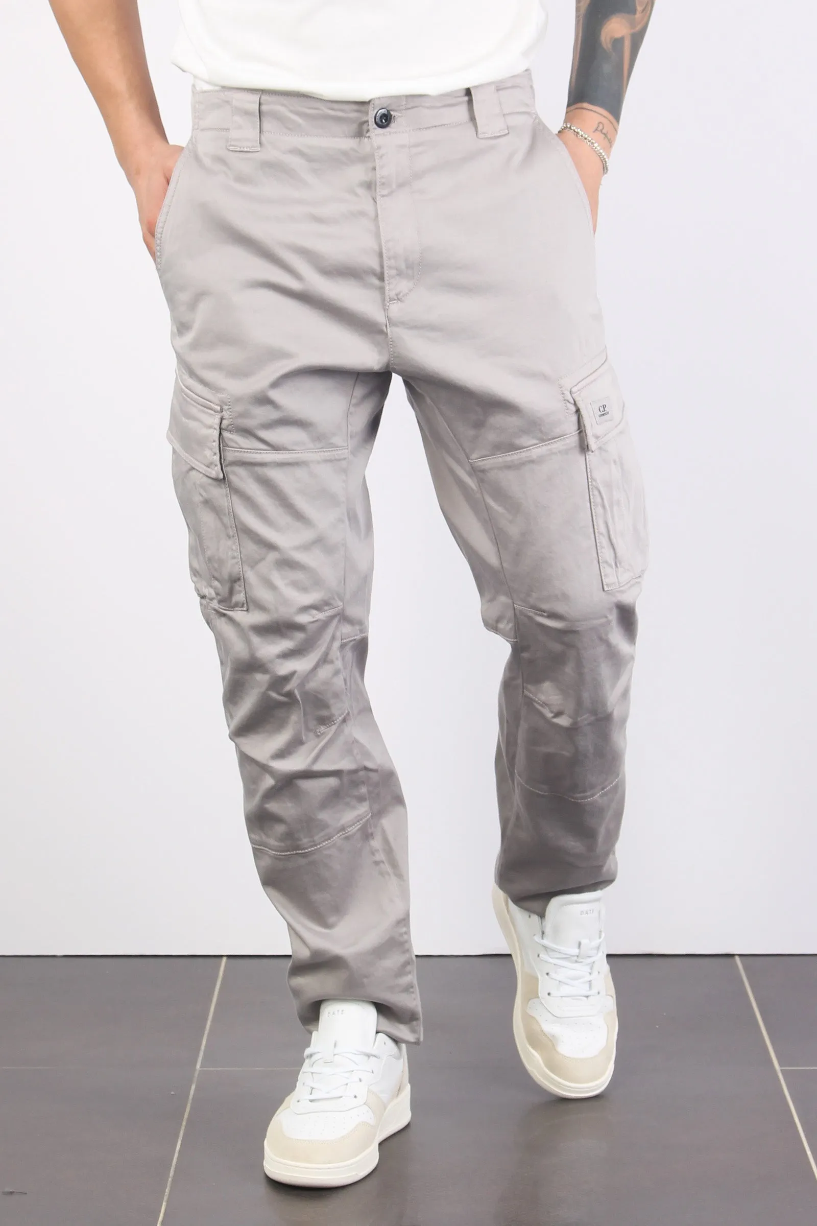 Pantalone Cargo Logo Drizzle Grey