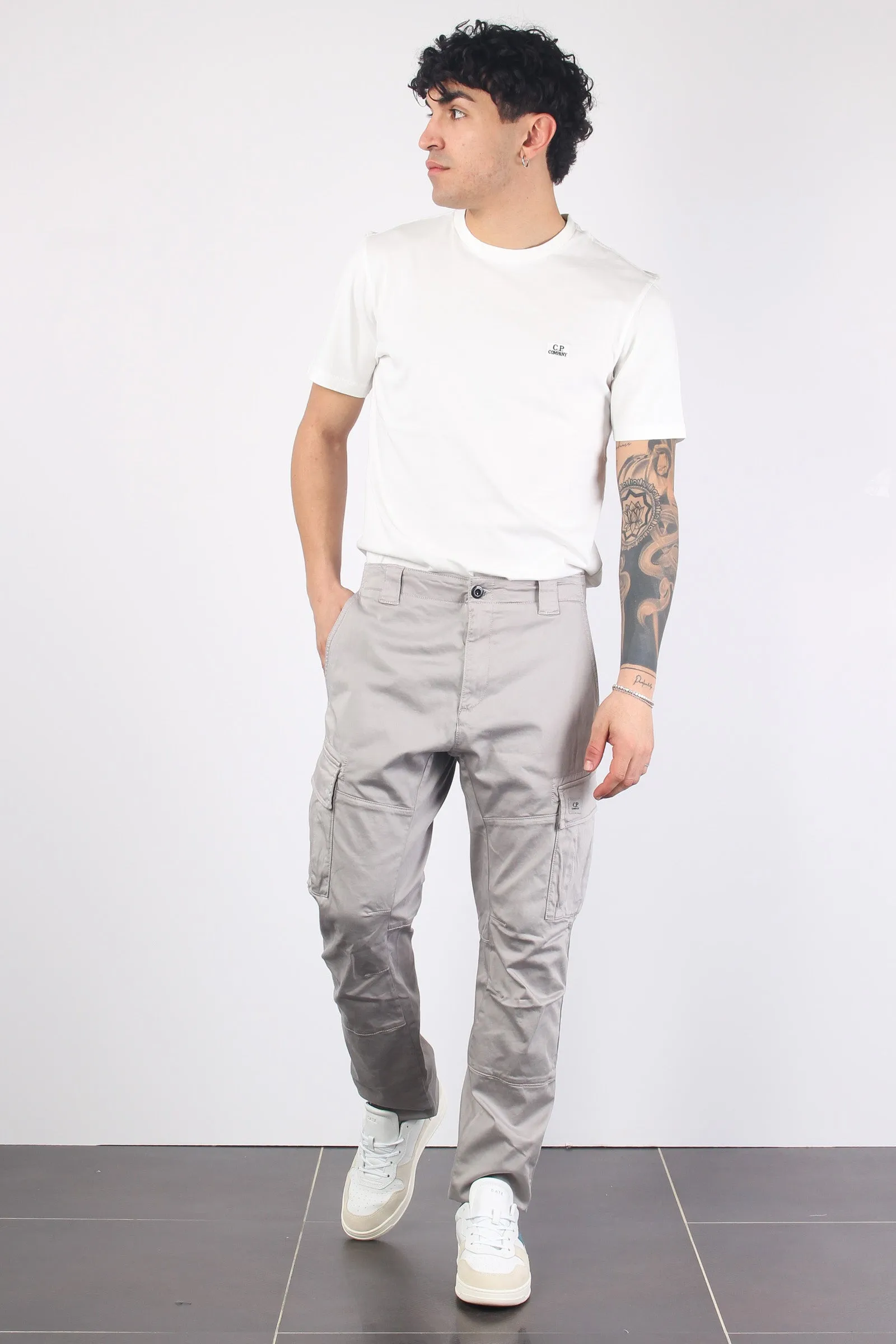 Pantalone Cargo Logo Drizzle Grey