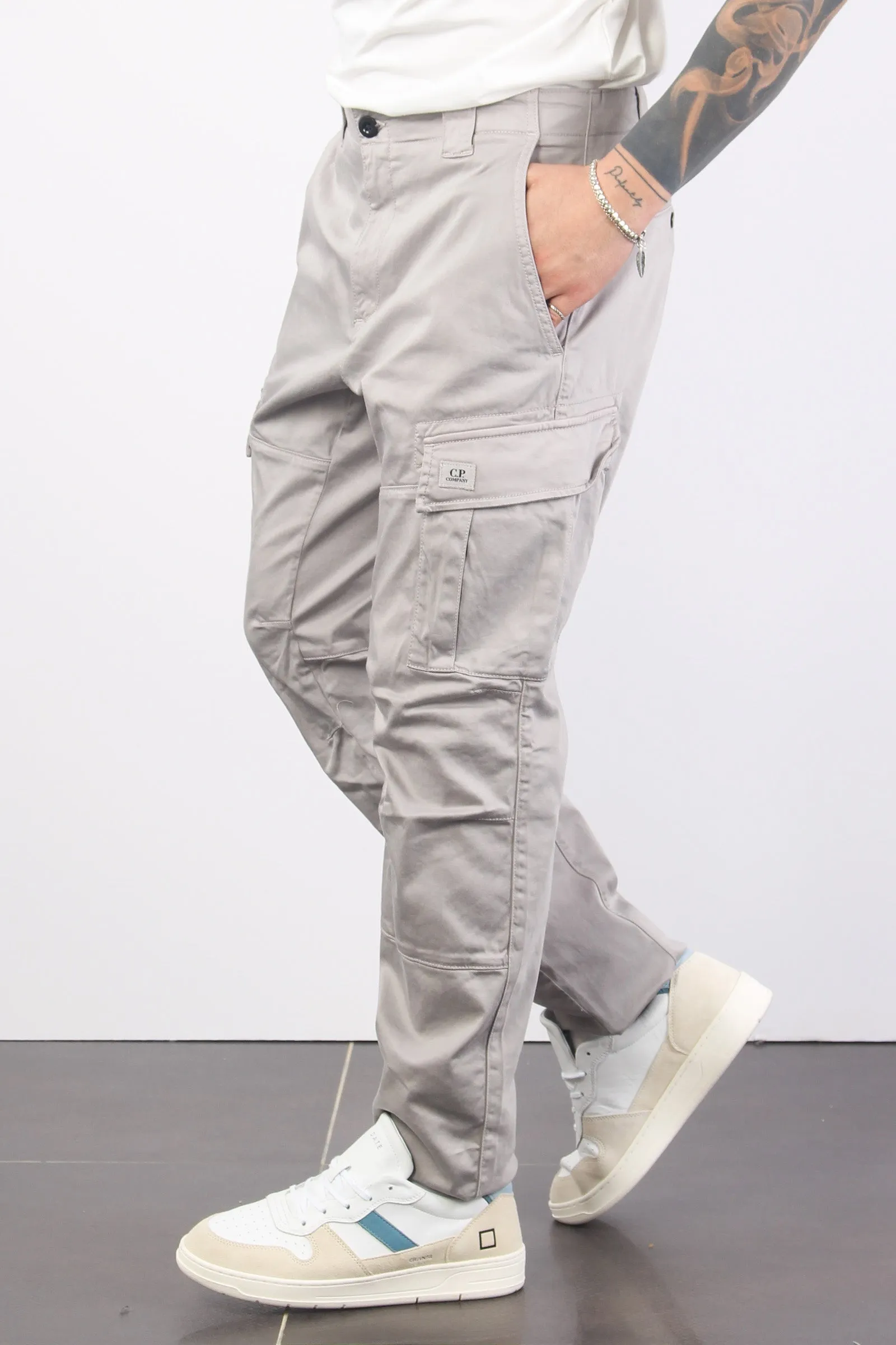 Pantalone Cargo Logo Drizzle Grey