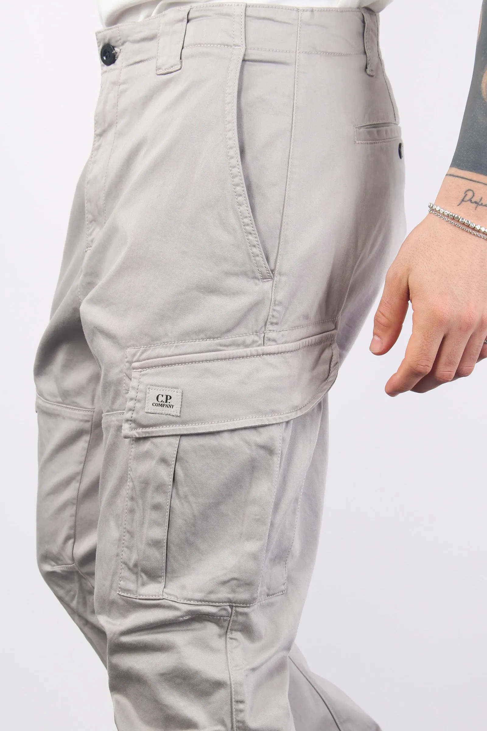 Pantalone Cargo Logo Drizzle Grey