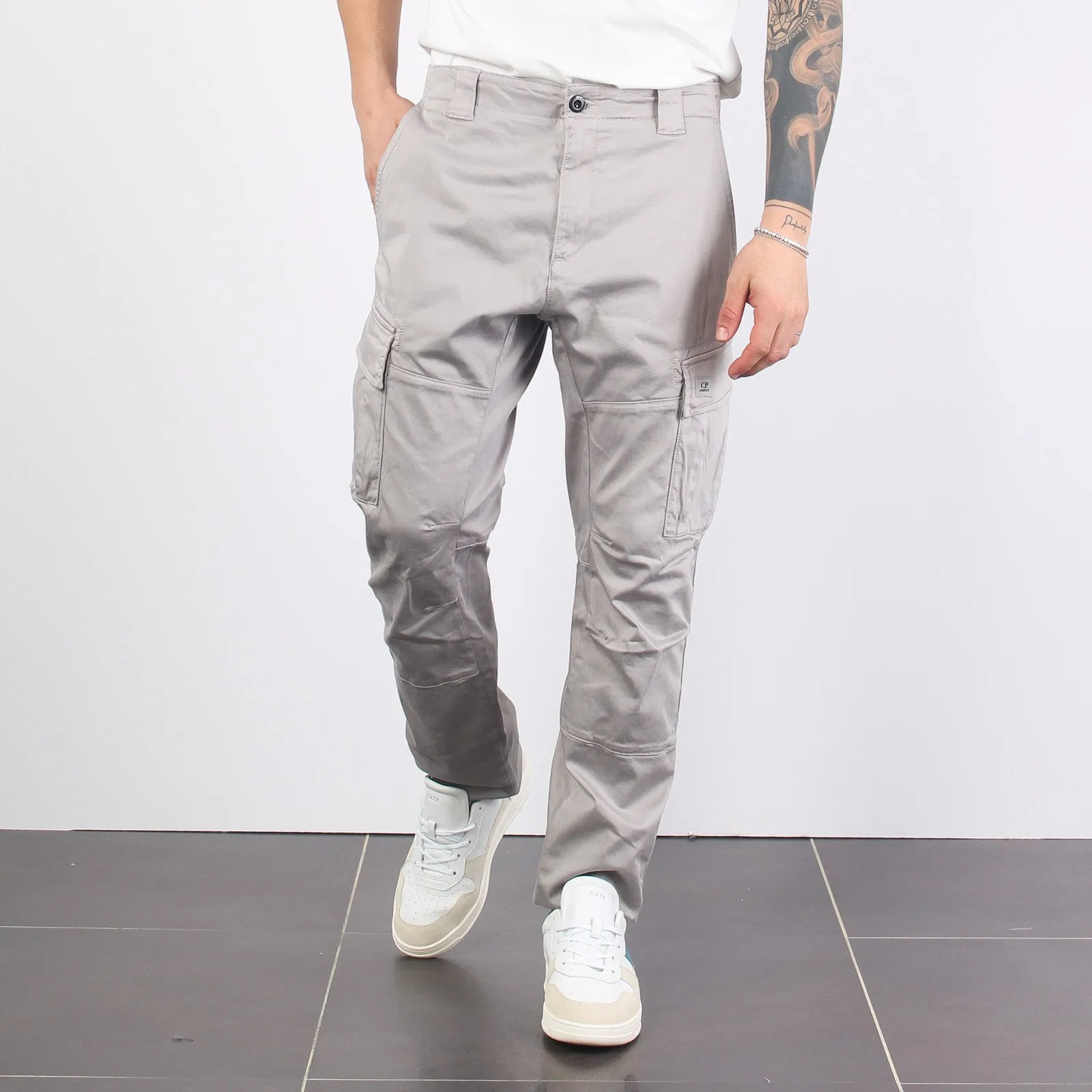 Pantalone Cargo Logo Drizzle Grey