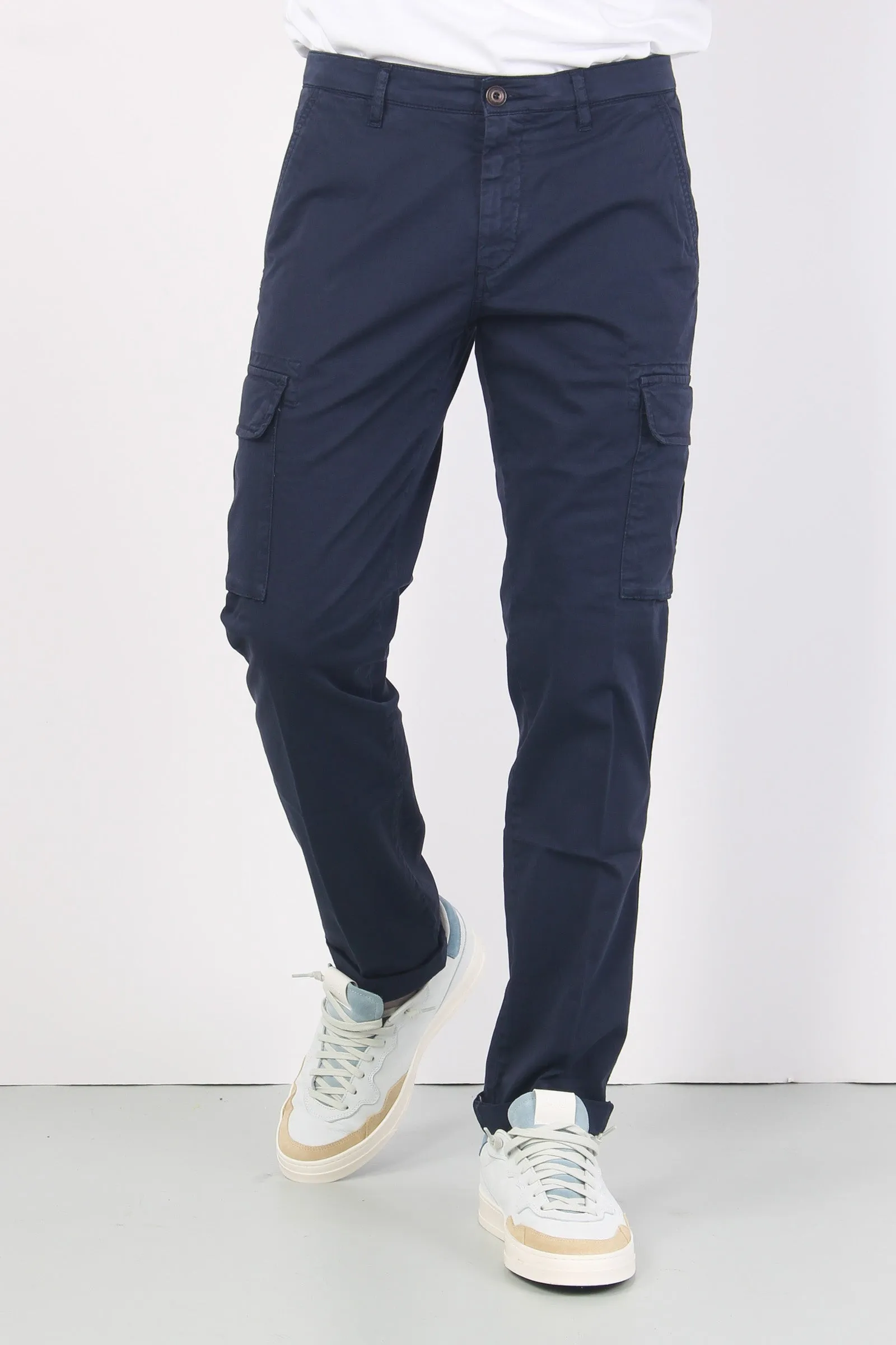 Pantalone Cargo Stretch Blu