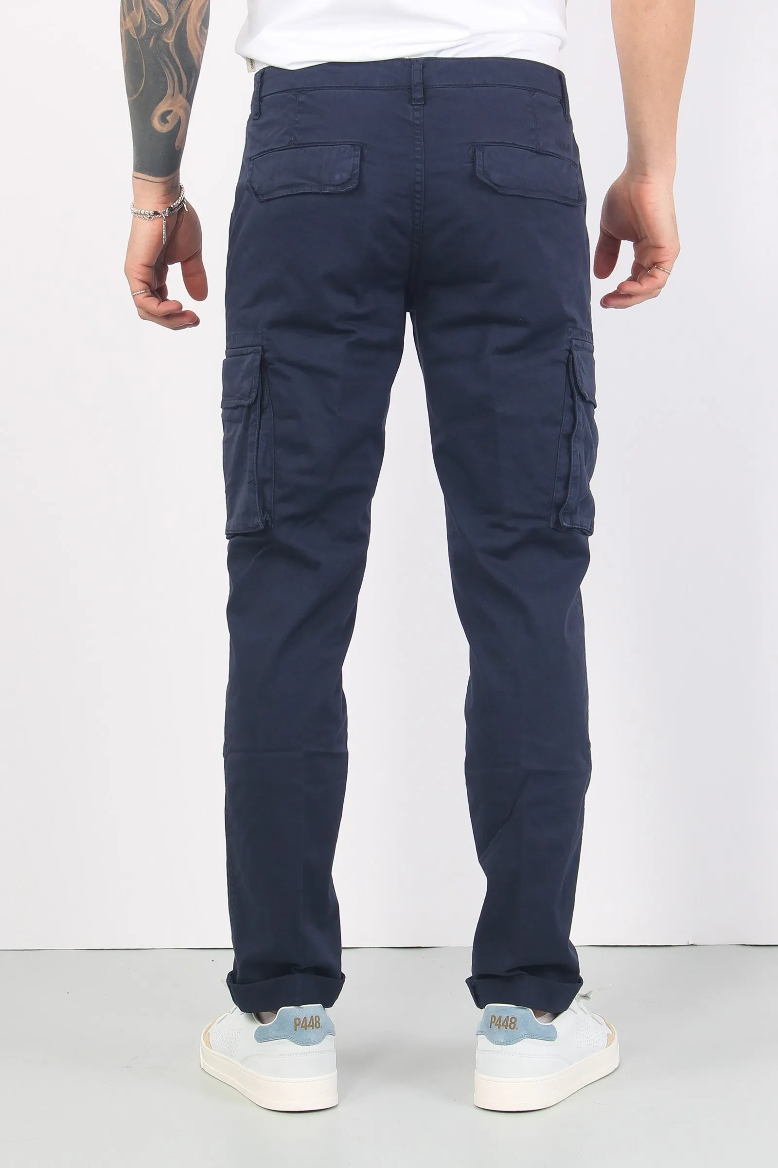 Pantalone Cargo Stretch Blu