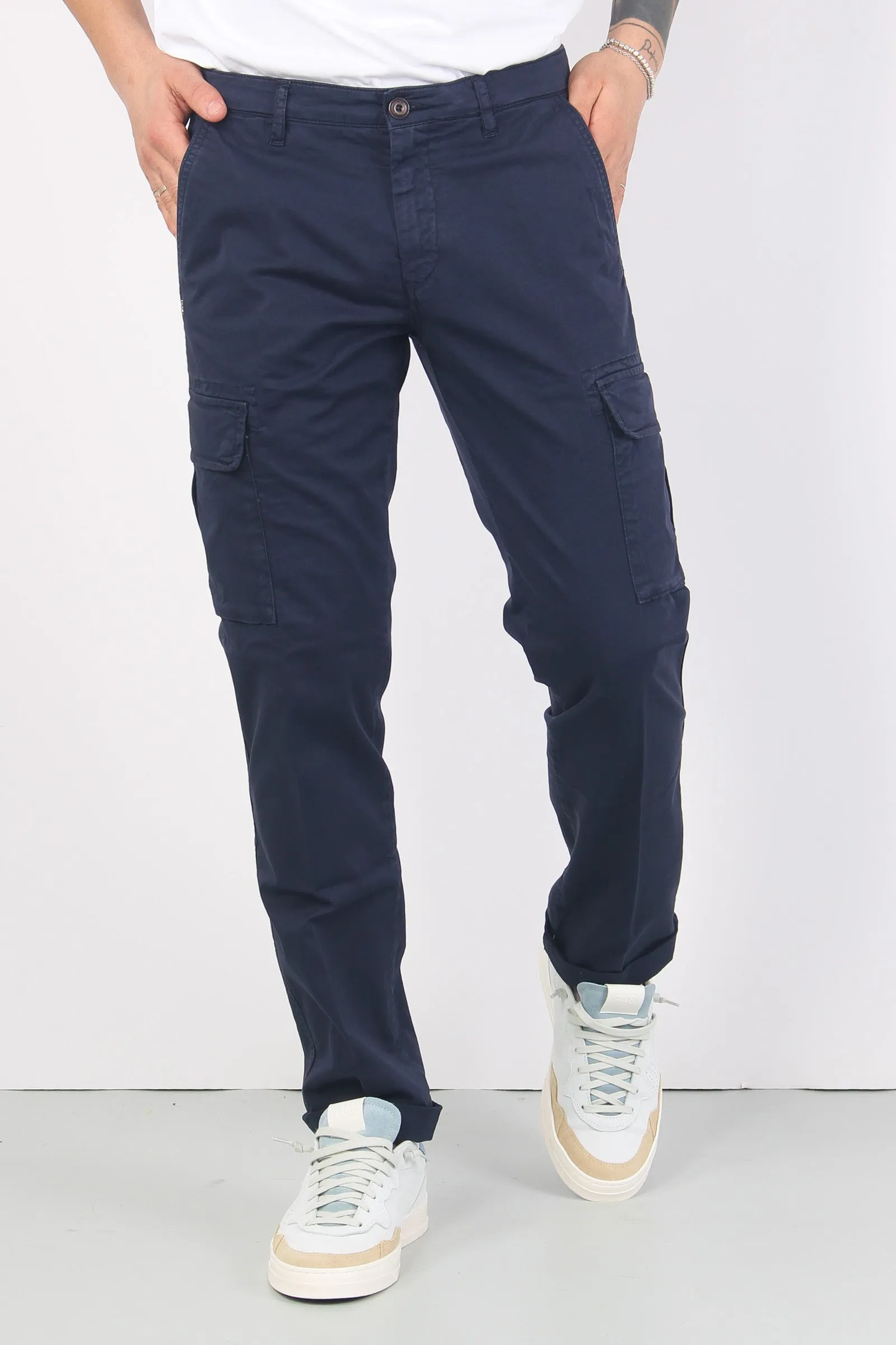 Pantalone Cargo Stretch Blu