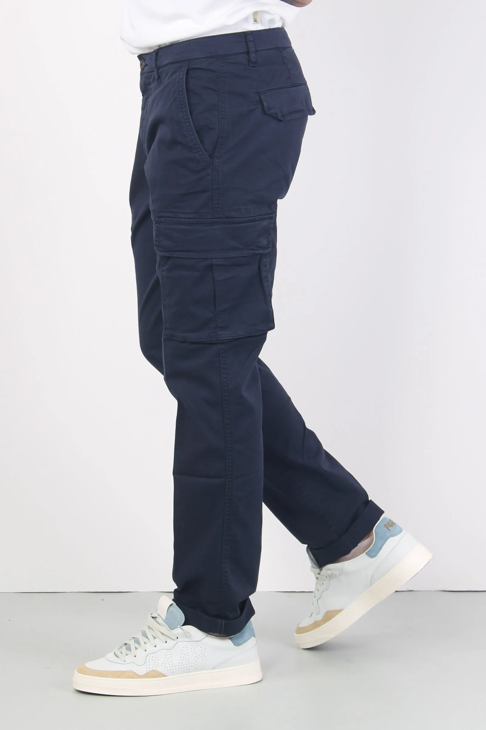 Pantalone Cargo Stretch Blu