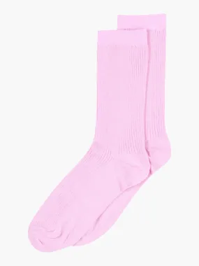 Pink Fine Cotton Rib Socks