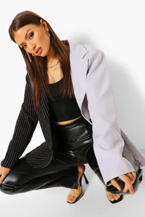 Pinstripe Contrast Oversized Dad Blazer