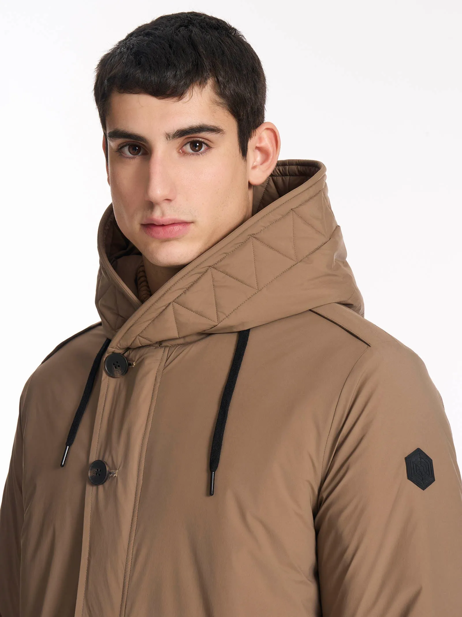 Piumerino Parka lungo imbottito in lana con cappuccio - Army