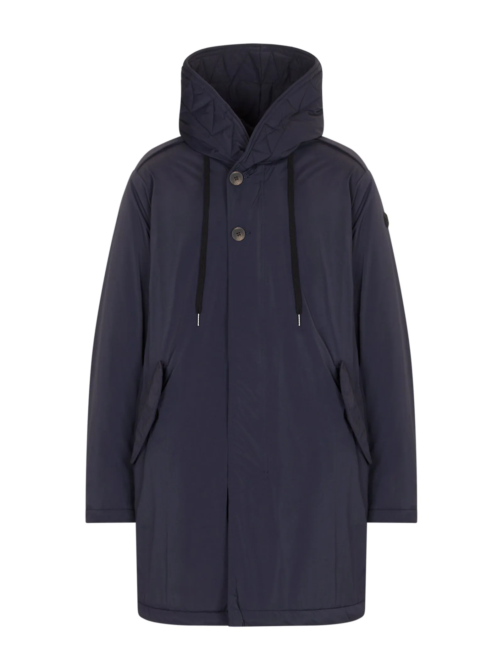 Piumerino Parka lungo imbottito in lana con cappuccio - Navy