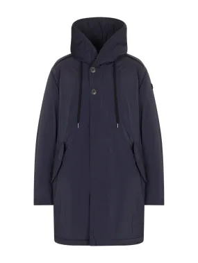 Piumerino Parka lungo imbottito in lana con cappuccio - Navy