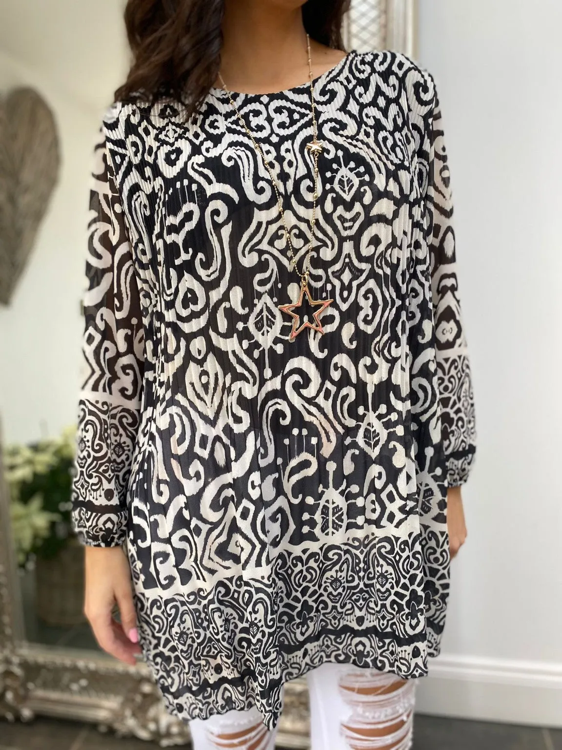 Pleated Chiffon Tunic Pia