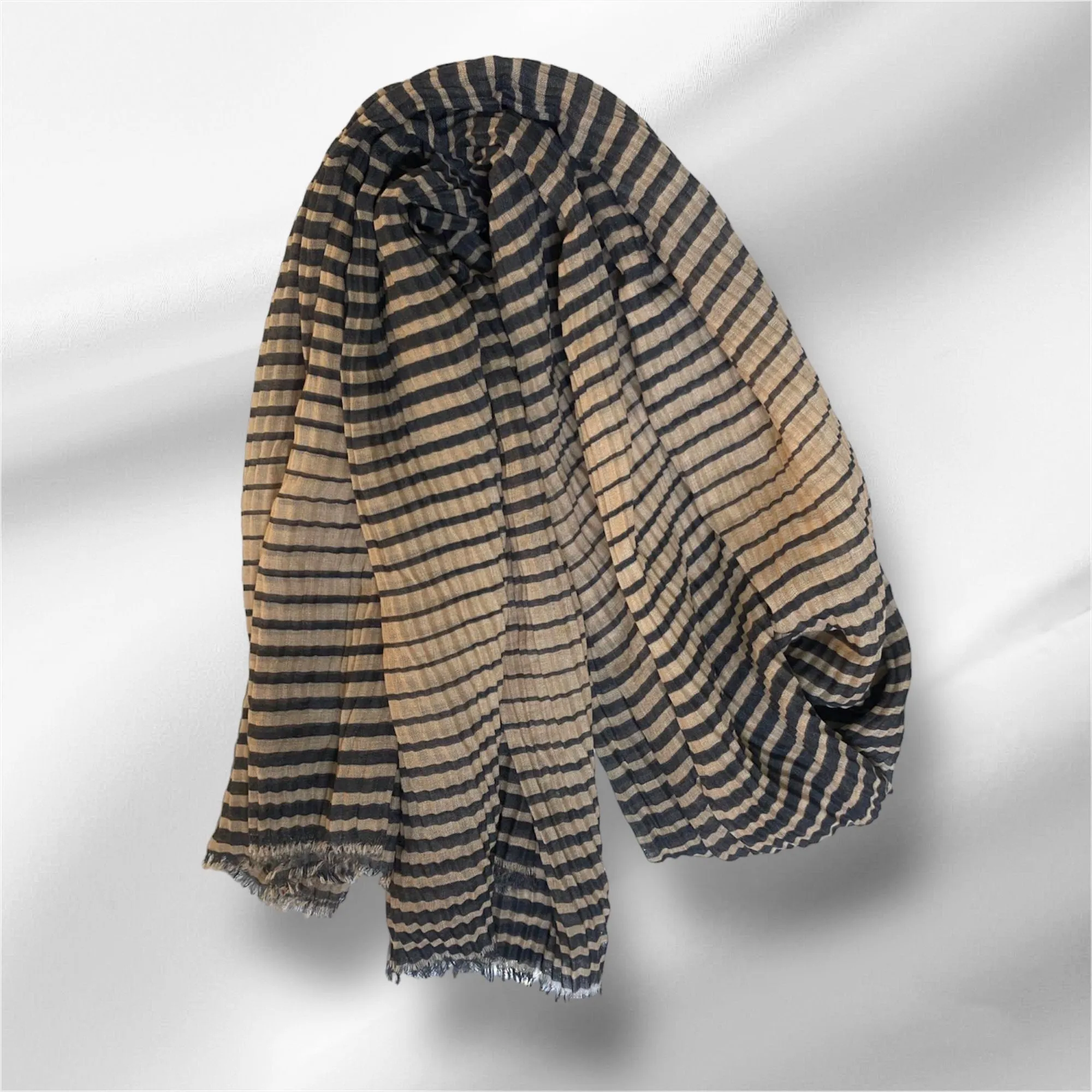 Pleated Hijabs Long Striped Shawls For Women SS2024