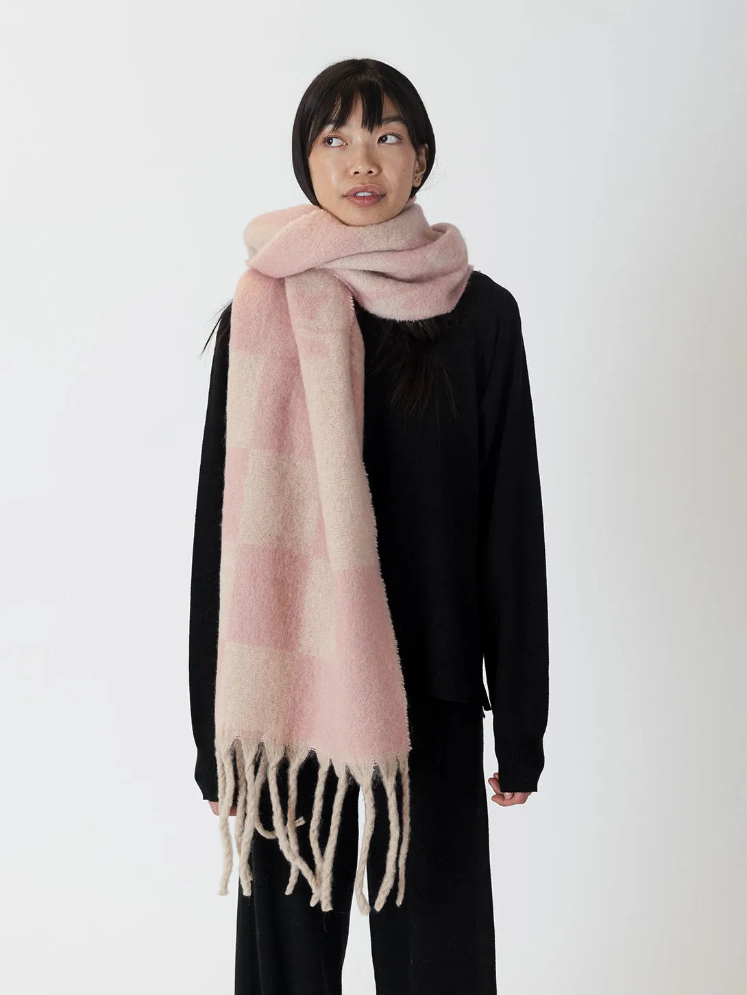 Printed Scarf - Pink Floral Check