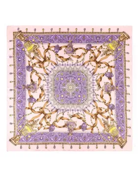 Purple Large Square Motif Silk Scarf