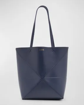 Puzzle Fold Medium Tote Bag in Shiny Leather