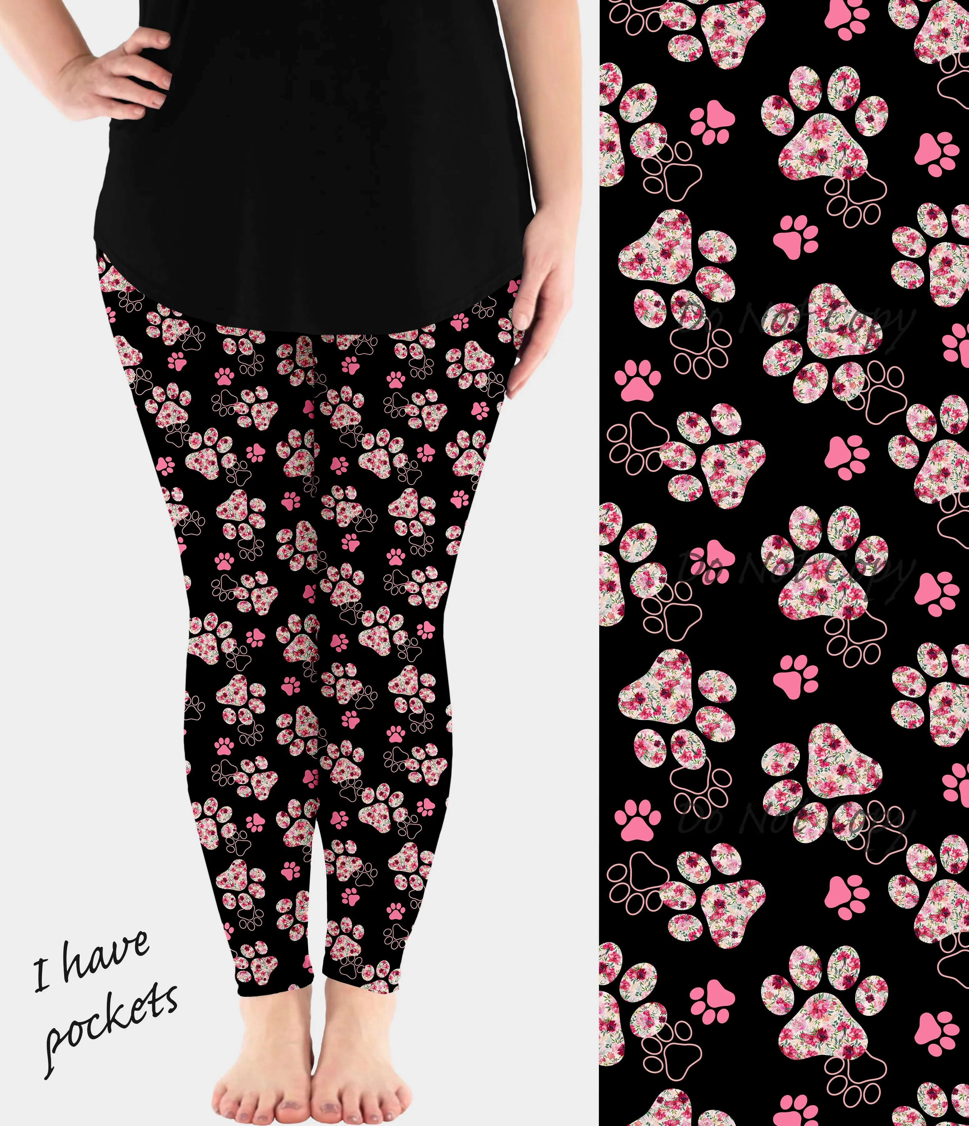 RTS - Blushing Paws Leggings w/ Pockets