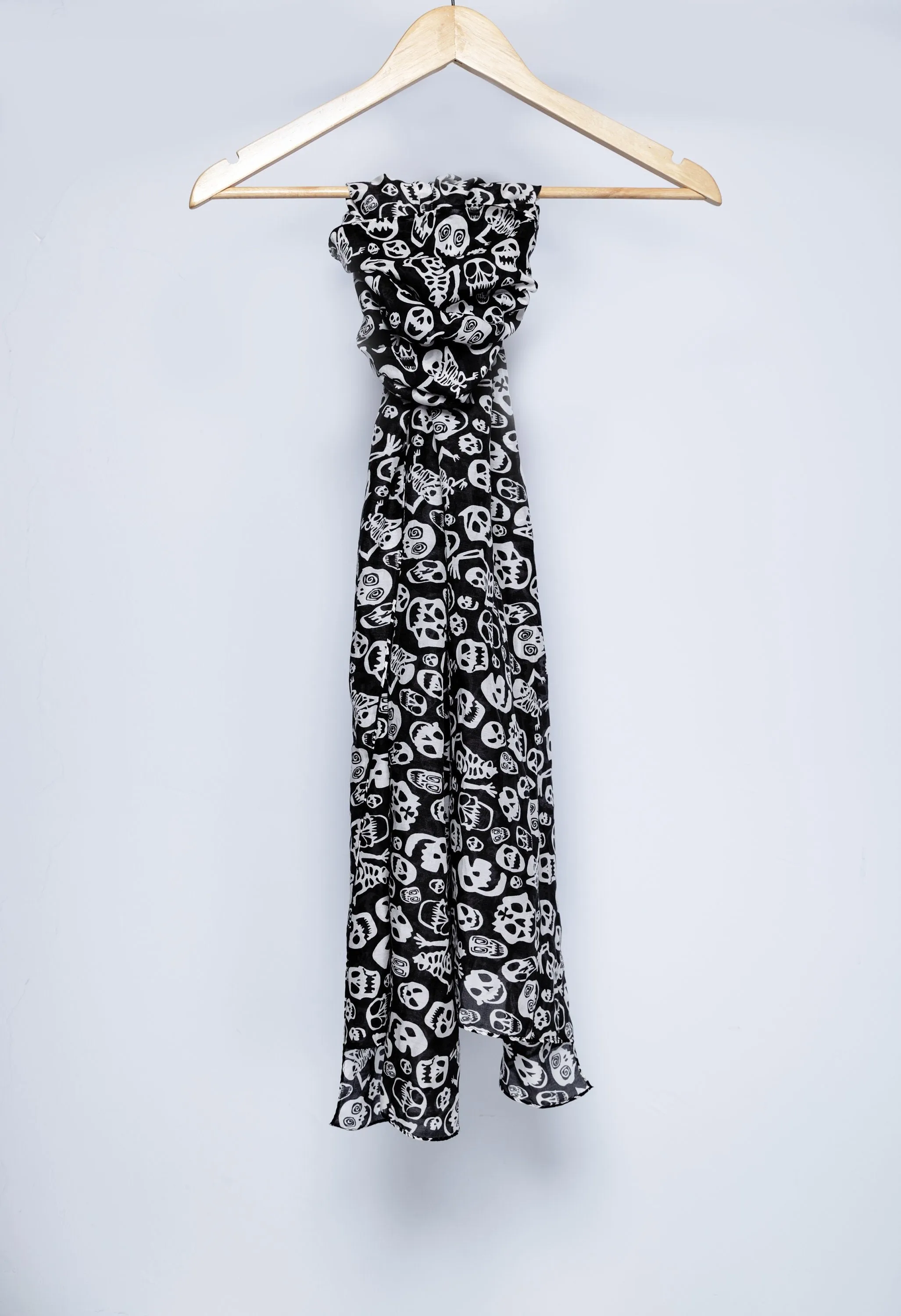 Skellington Skull large cotton silk scarf