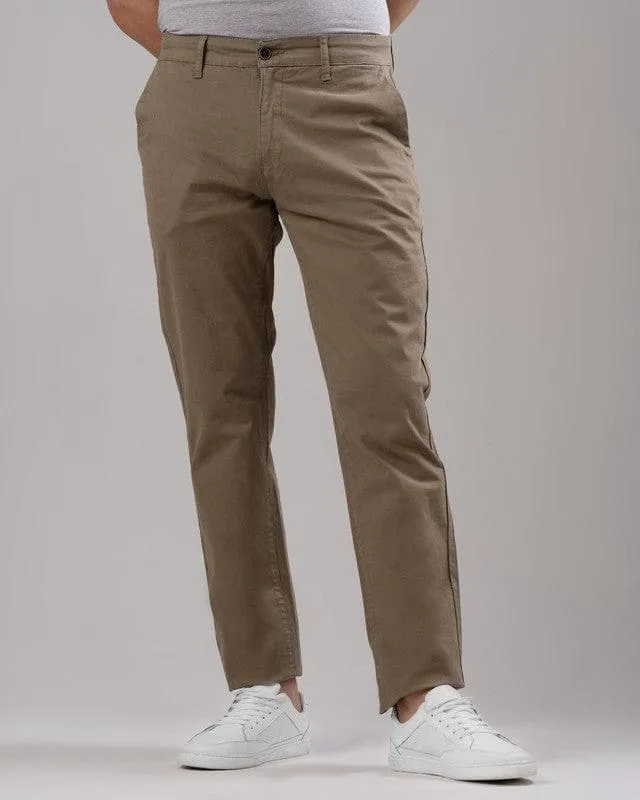 SLIM FIT CHINO TROUSERS  - KHAKI