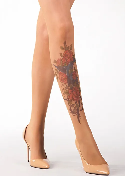 Stop And Stare Bird And Roses Tights ()