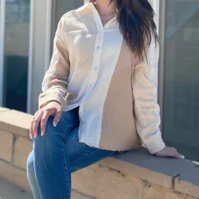 Strand Color Block Linen Blend Top