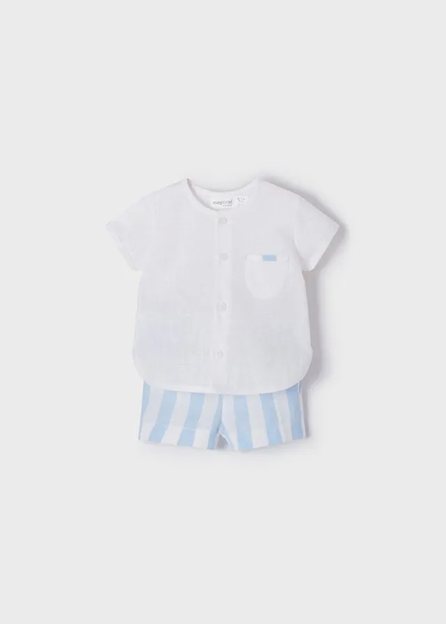 Stripes short trousers set for newborn boy - Bluebell