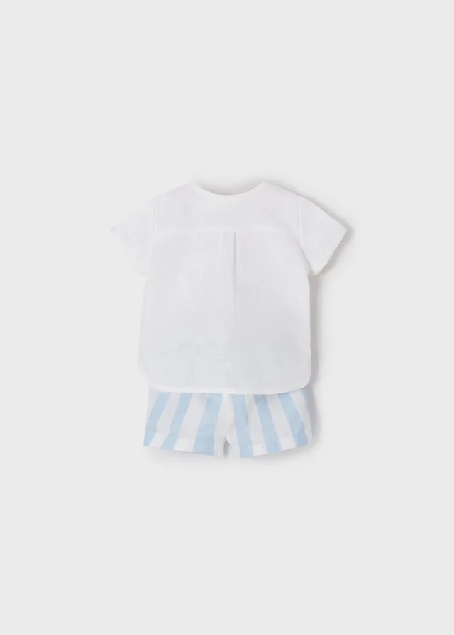 Stripes short trousers set for newborn boy - Bluebell