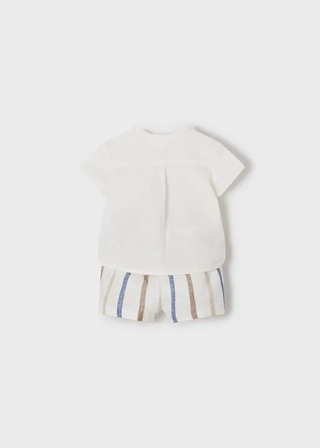 Stripes short trousers set for newborn boy - Paris blue