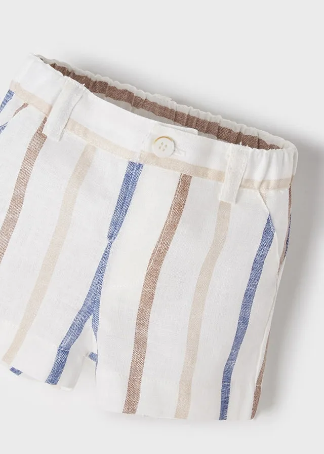 Stripes short trousers set for newborn boy - Paris blue