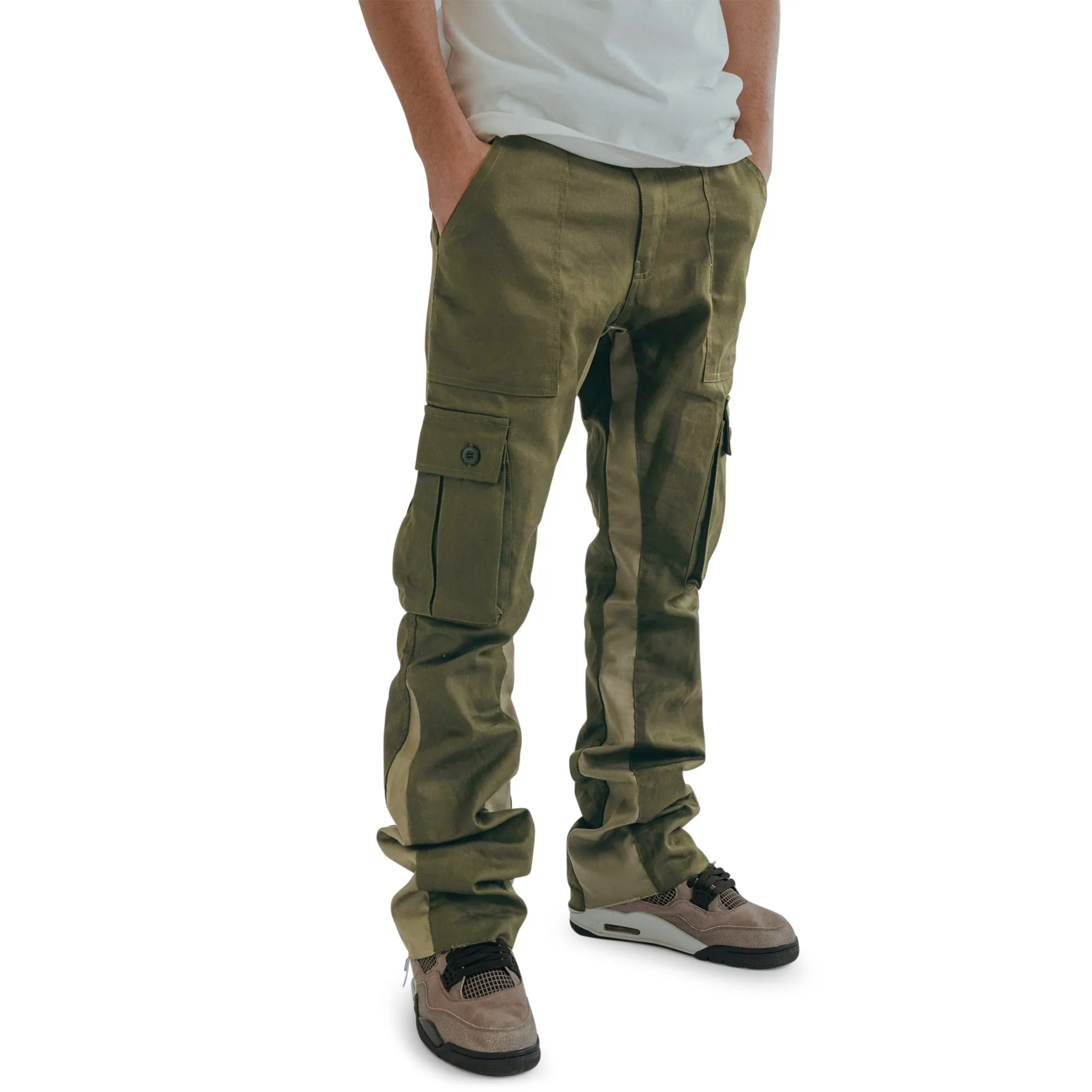 Suavo World Cargo Flare Trousers Khaki