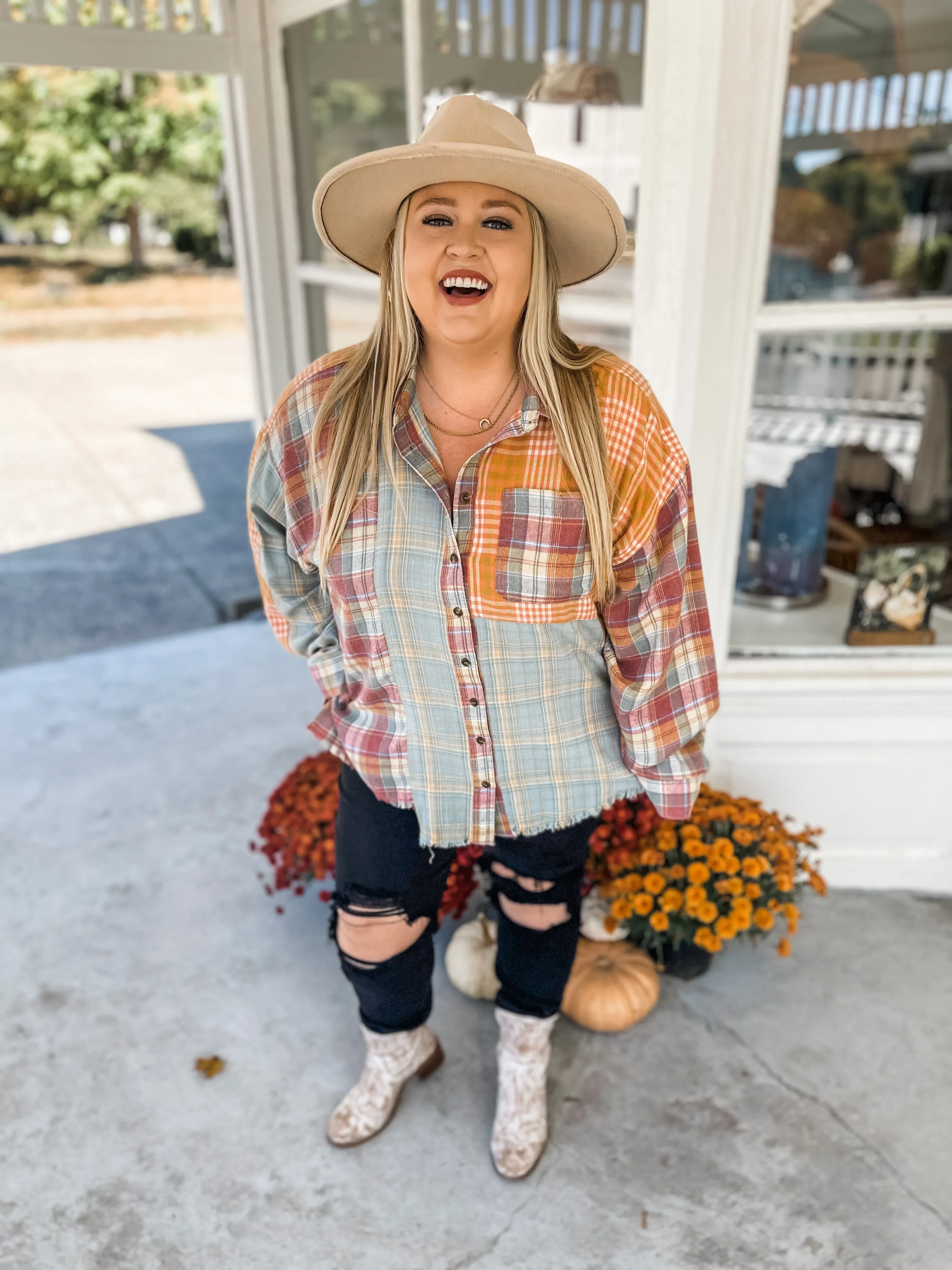 Sunshine On My Mind Plaid Top PLUS