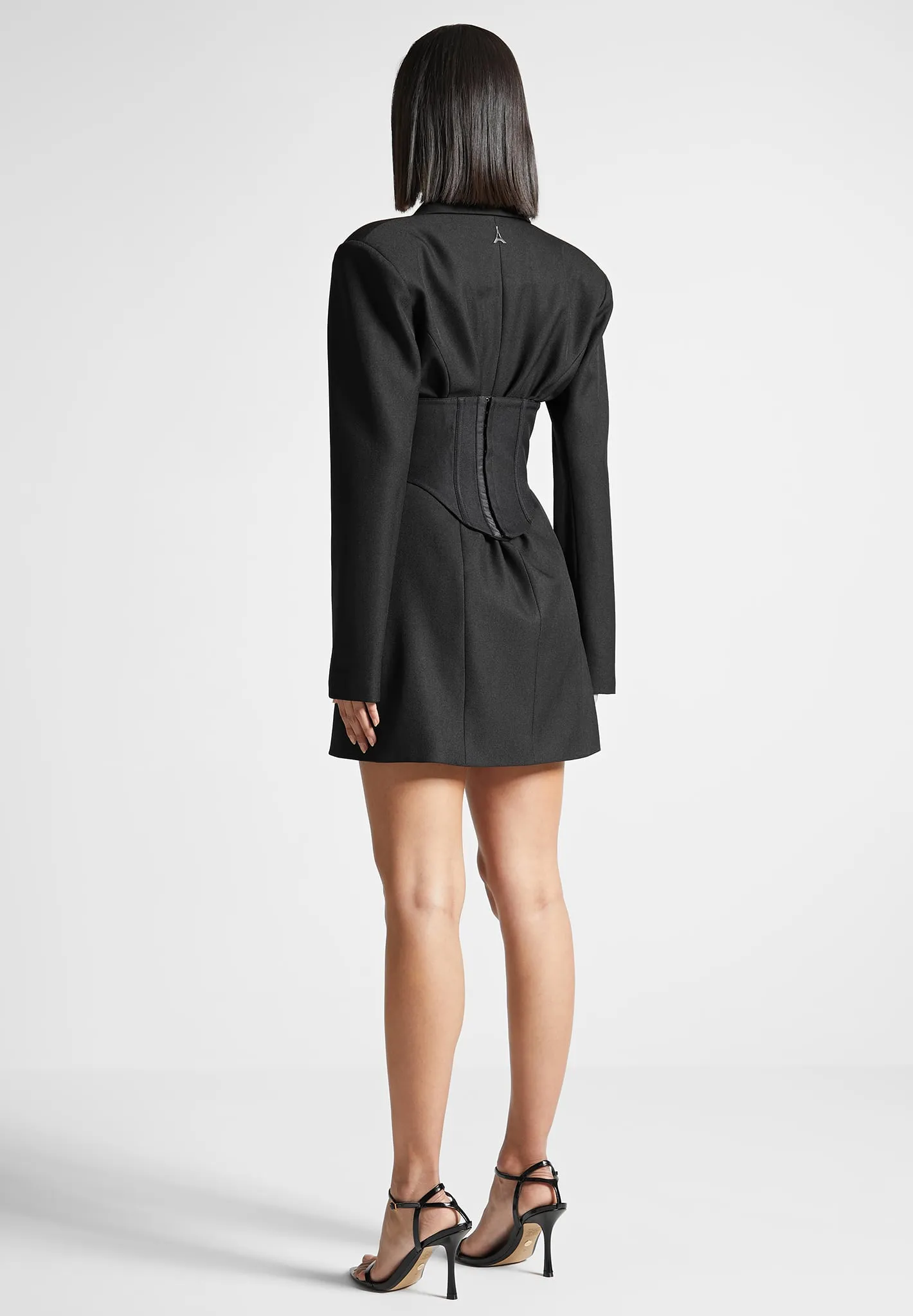 Tailored Blazer Dress with Reversible Corset - Black