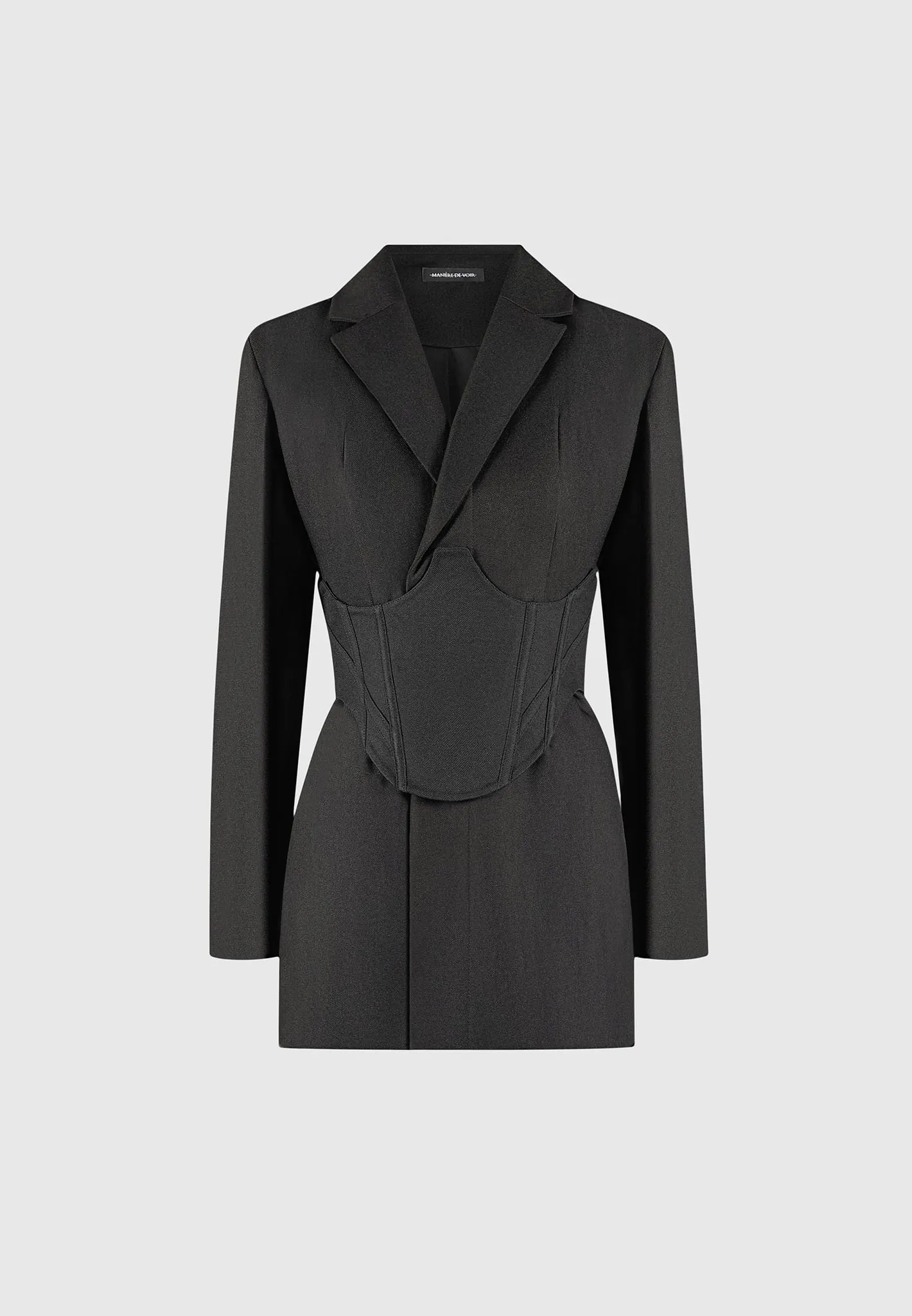 Tailored Blazer Dress with Reversible Corset - Black