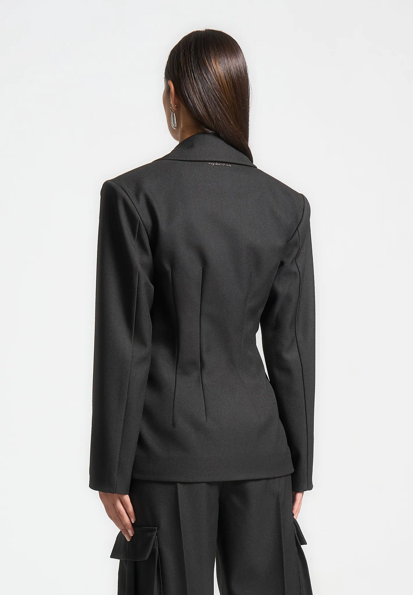 Tailored Contour Double Breasted Blazer - Black